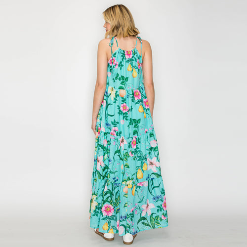 Summer Flower with Shell Halter Maxi Dress
