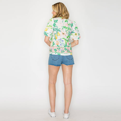 Summer Romantic Garden with Shell White Blouse
