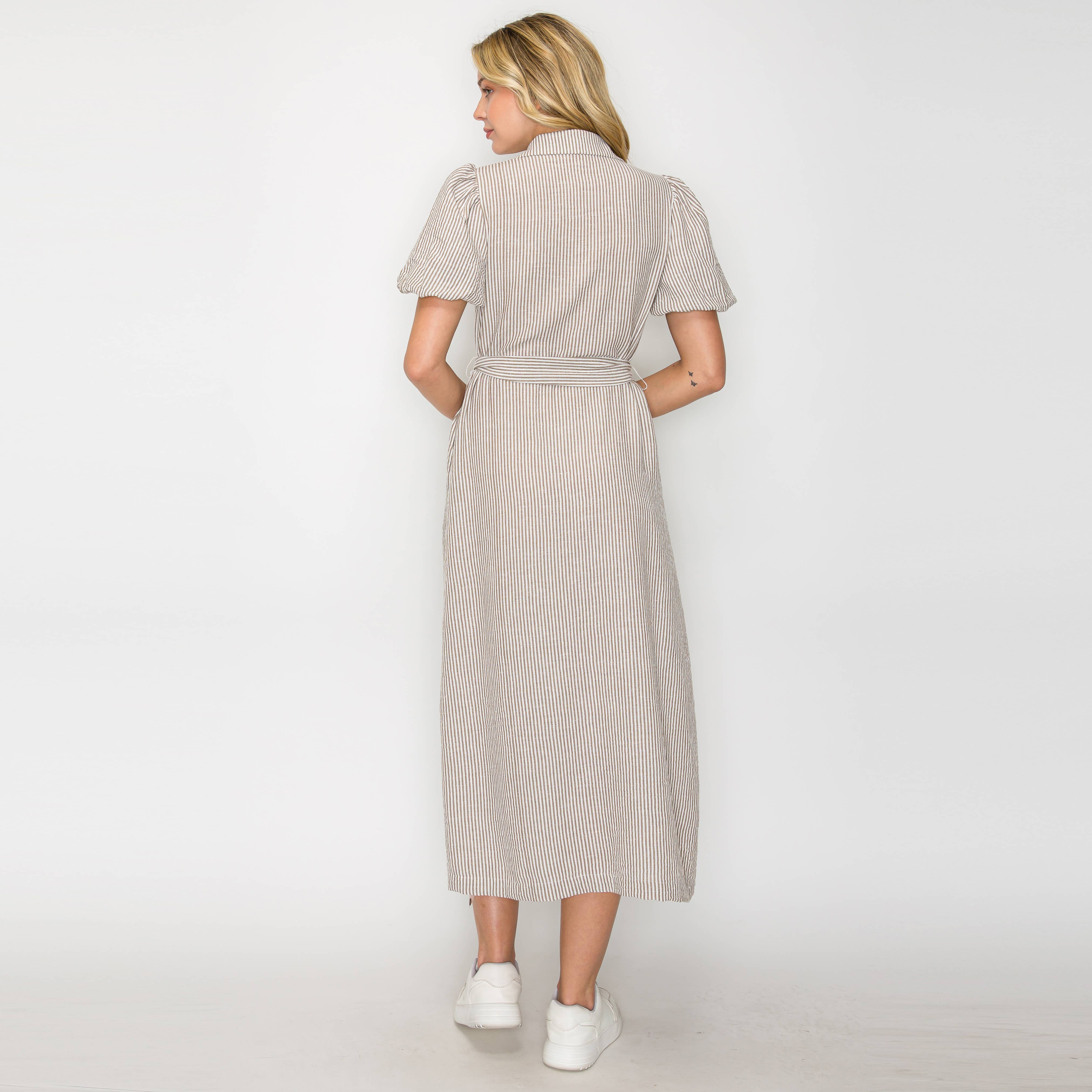Tortilla Stripe Midi Shirt Dress