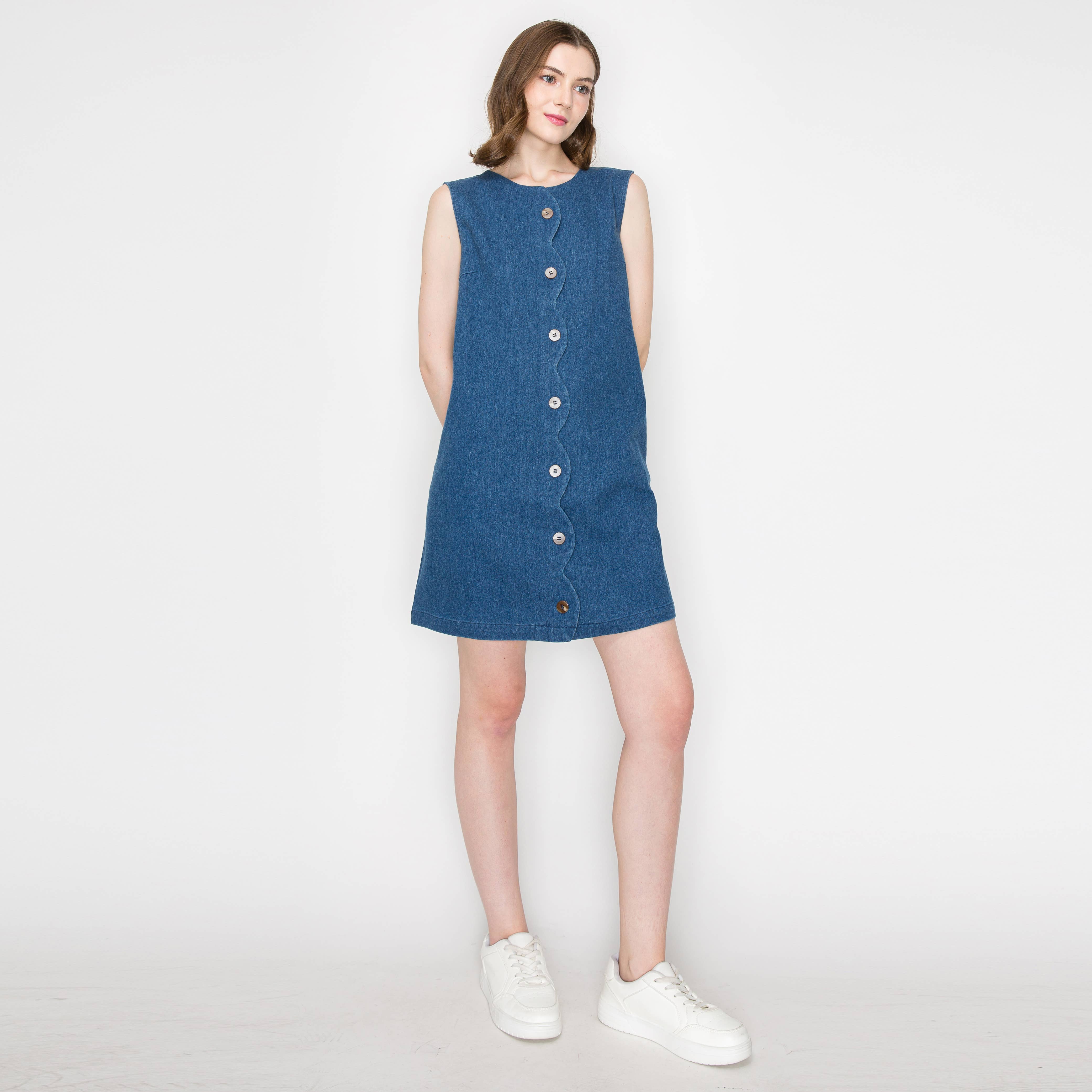 Scallop lover denim mini dress