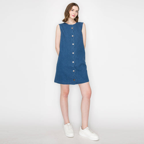 Scallop lover denim mini dress