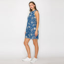 Jacquard Pattern Embroidery Denim Mini Shift Dress- LWD2870