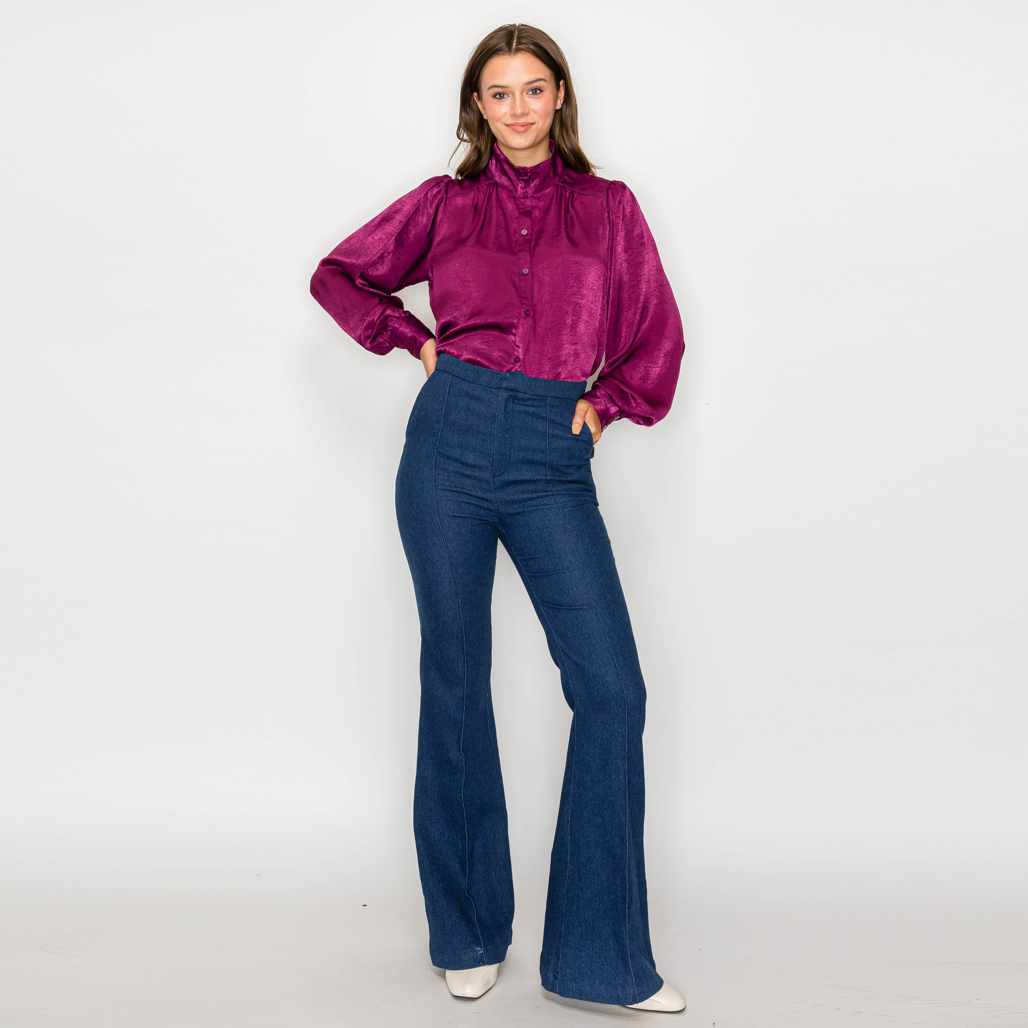 Good plum satin blouse