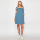 Ruffle Detail Mini Shift Dress with Shoulder Tie