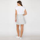 Soft Blue Stripe w/ Embroidery Mini Skirt w/ Ruffle- LWK1190