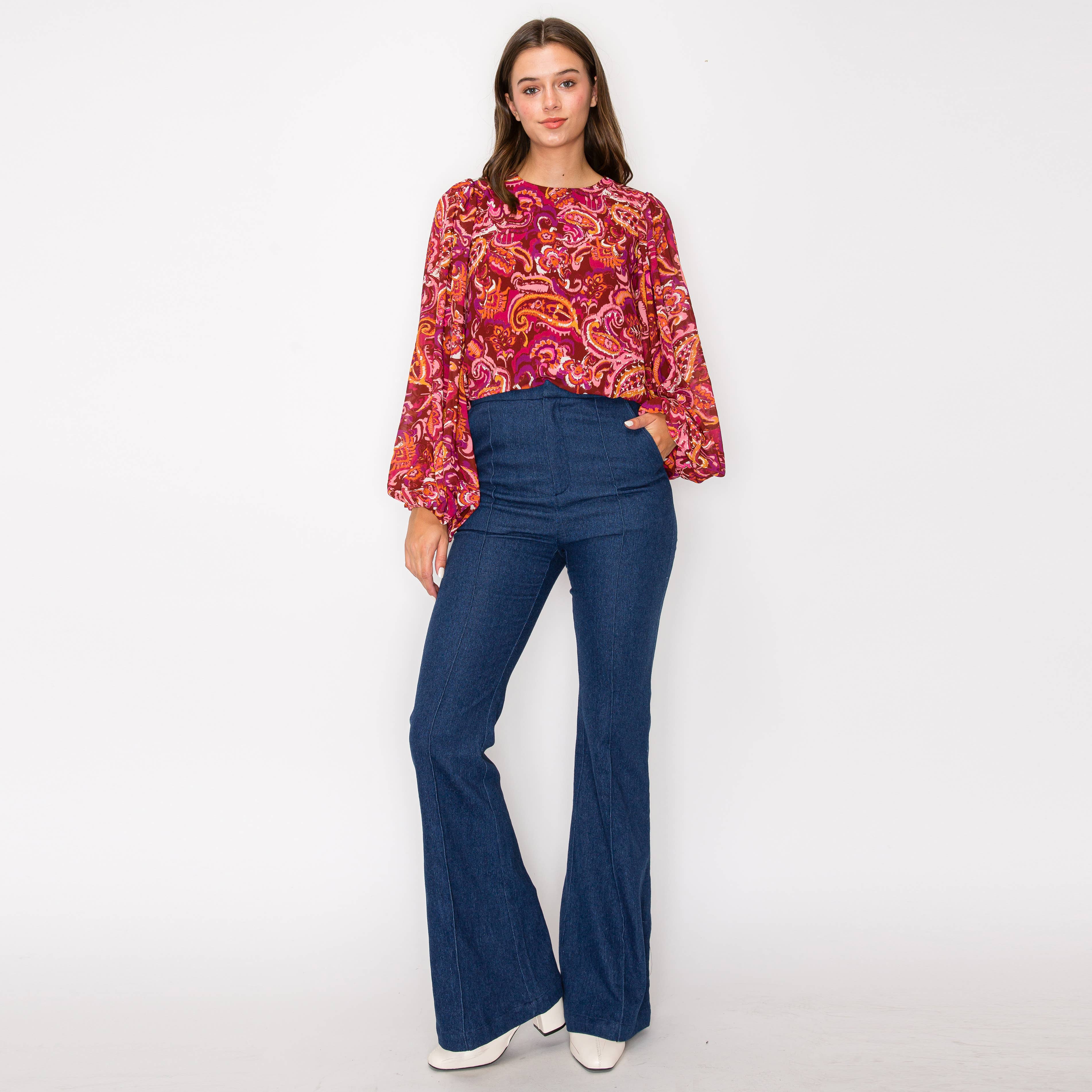 Gypsy Paisley Dramatic Sleeve Blouse