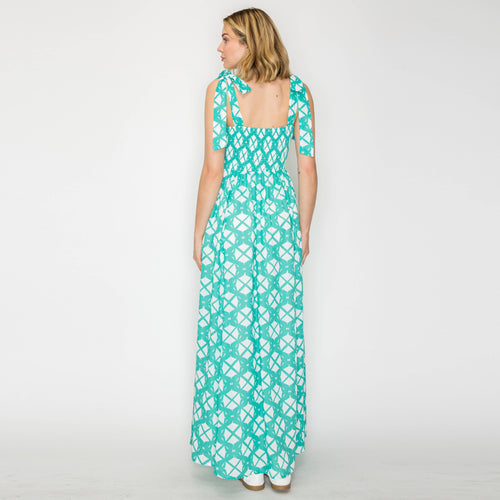 Mint Geo Lace Print Maxi Dress