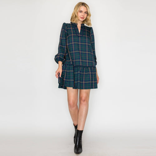 Eloise Green Tartan Checker Mini Dress