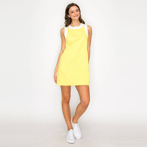 Lemon & White Retro Mod Look Mini dress - LWD2903
