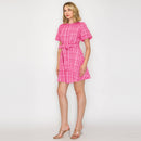 Pretty Pink Checker Boucle Mini Dress