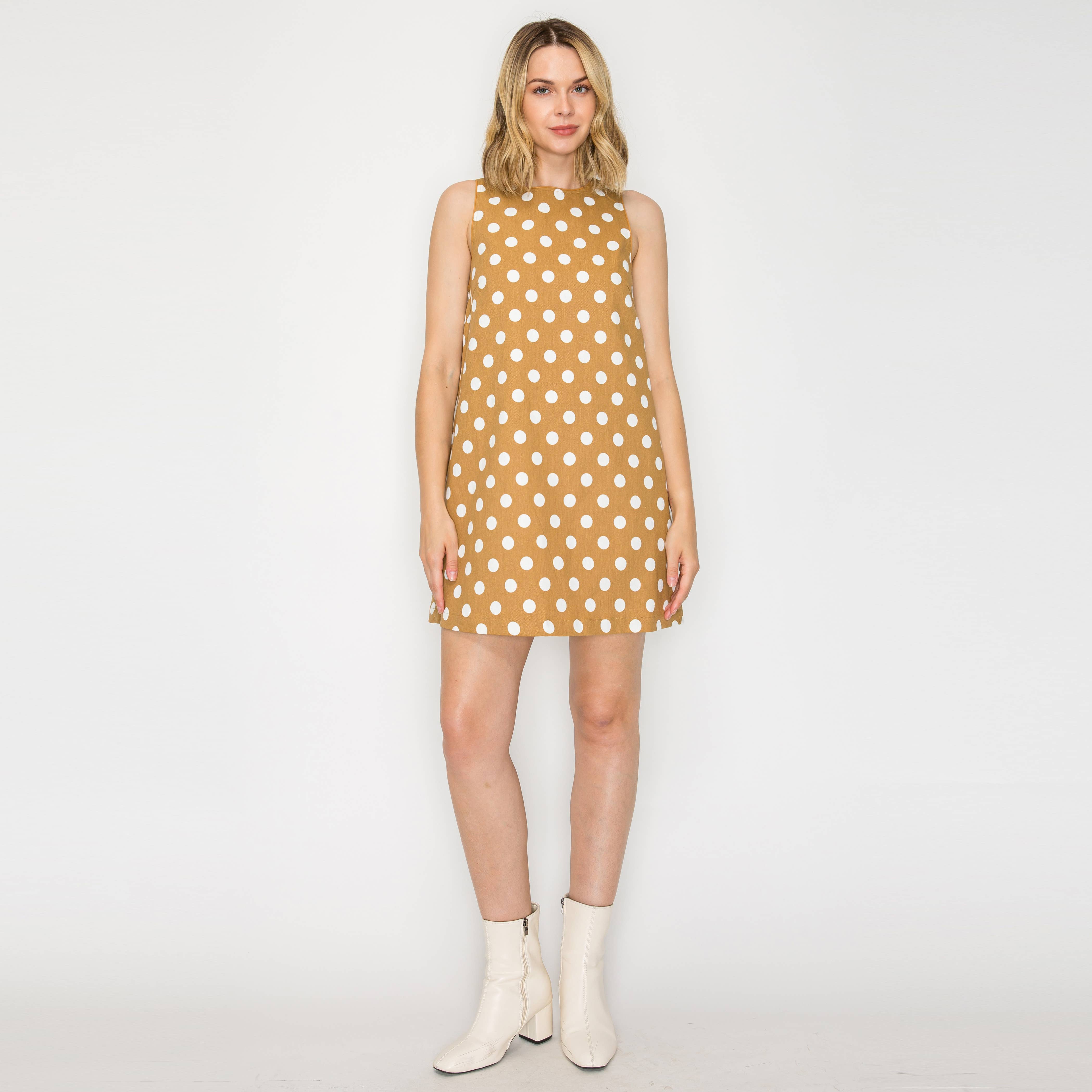 I LOVE POLKA DOTS Camel Mini Dress