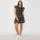 Wild Roses Print in Black Blouse