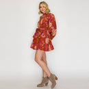 Rustic Rose Print Mini Dress