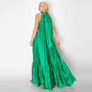 Gorgeous green satin maxi dress