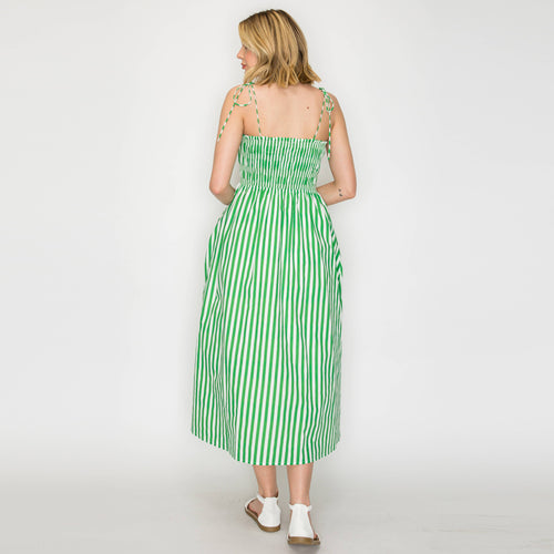 Summer Green Stripe Midi Dress