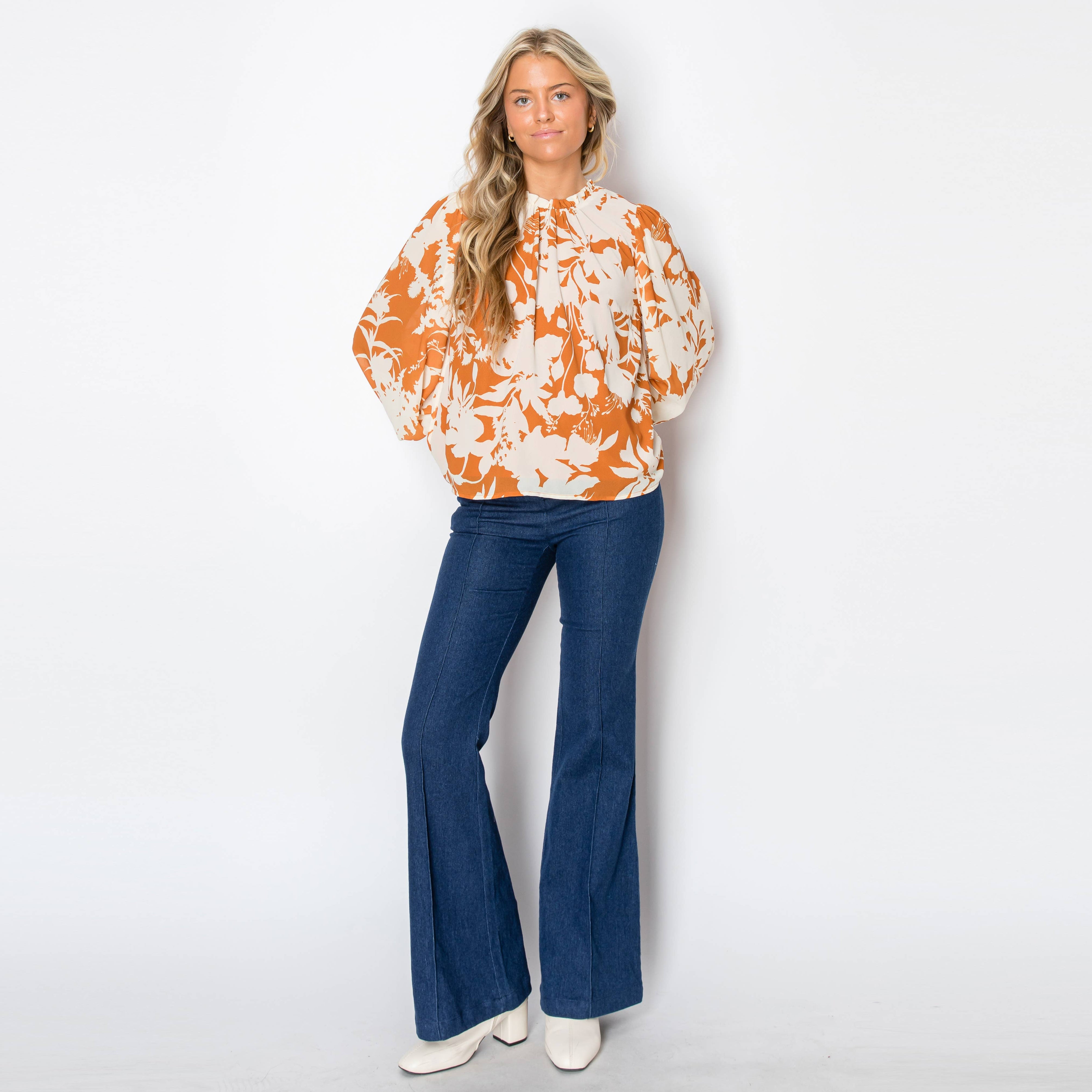 Golden Mustard Floral Blouse