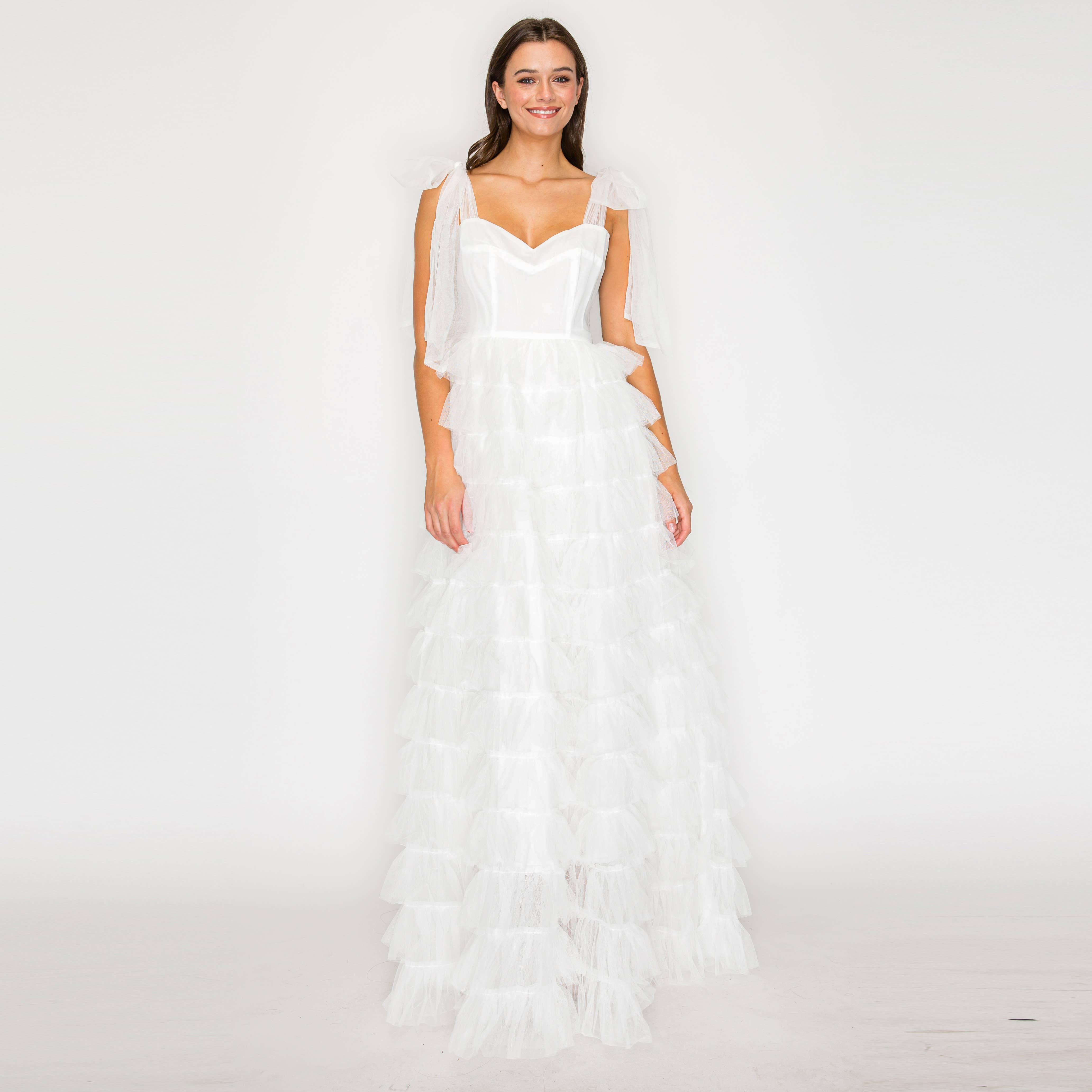 Ethereal Garden Ruffle Mesh Gown