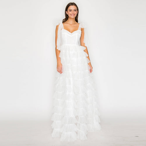 Ethereal Garden Ruffle Mesh Gown