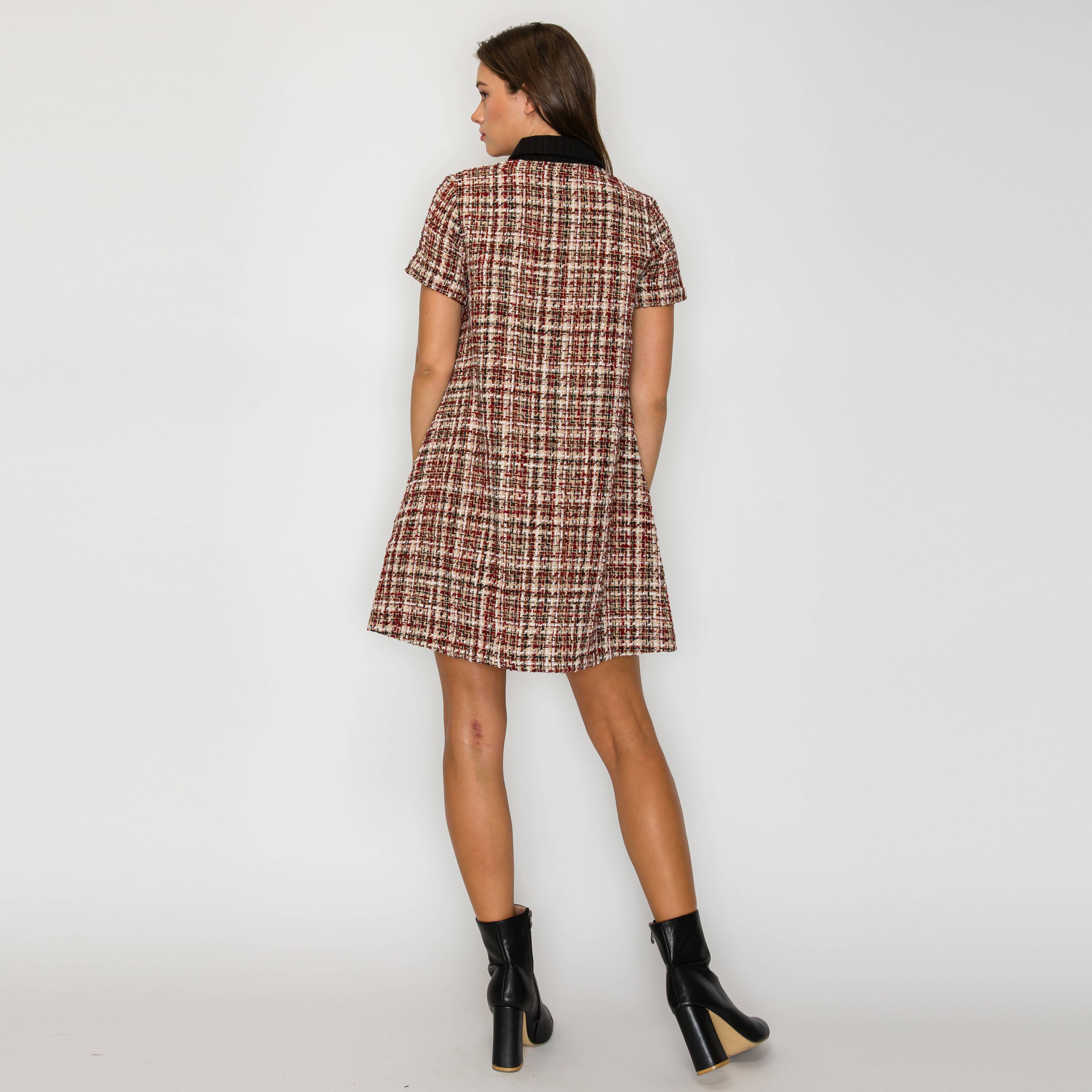 Tweed Love Mini Dress with Contrast Collar