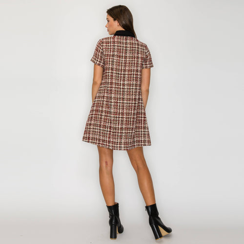 Tweed Love Mini Dress with Contrast Collar
