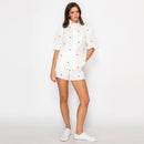 Dandelion Embroidery Shirts with Ruffle Detail