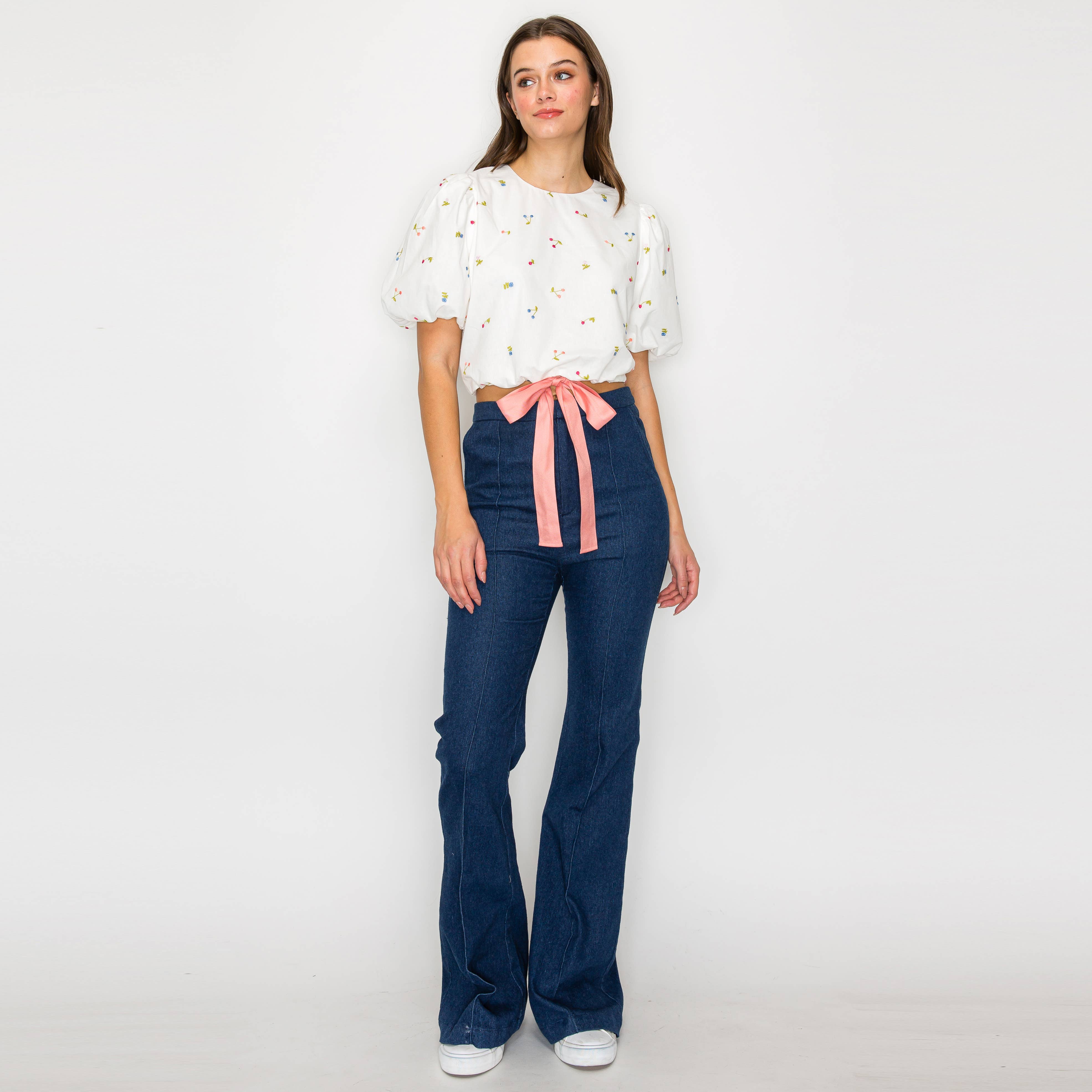 Cherry Cherry Cherry Crop Top With Bow
