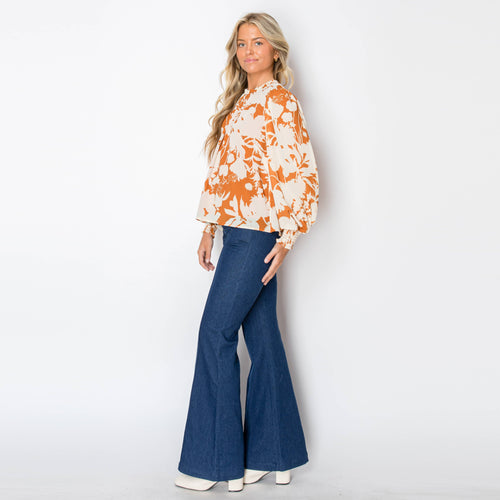 Golden Mustard Floral Blouse
