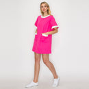 Hot Pink & White Retro Mod Look Mini dress