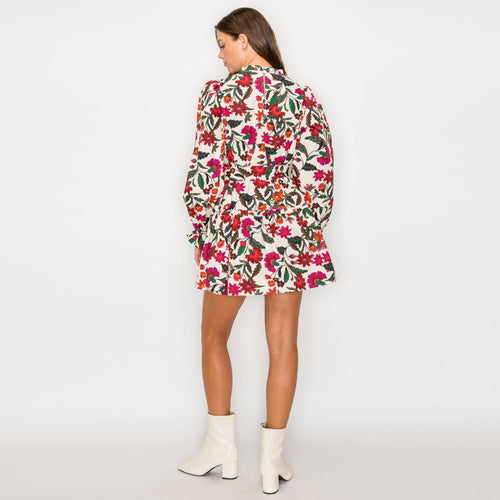Jacobean Print Cotton Mini dress