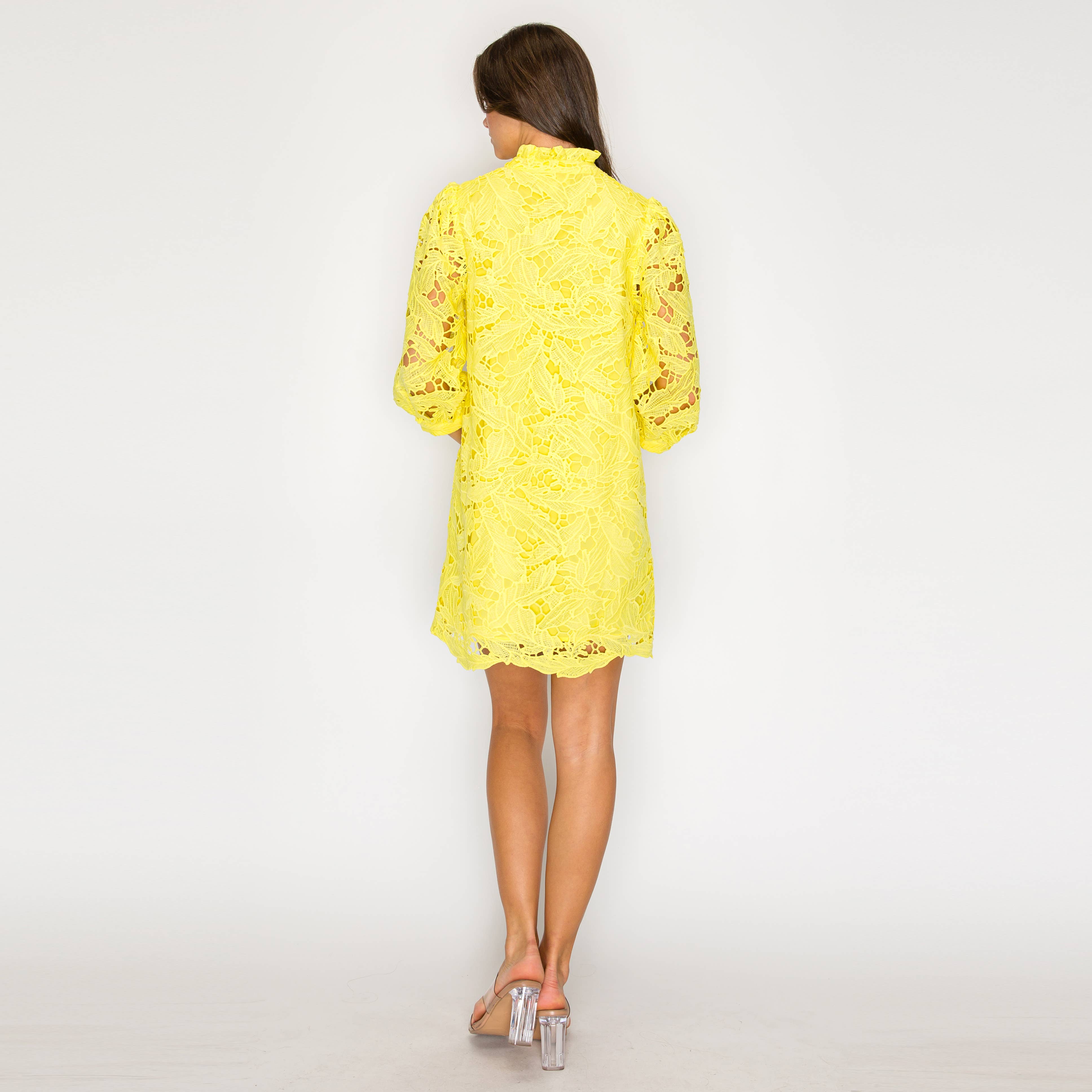 Lemon Bloom Lace Dress
