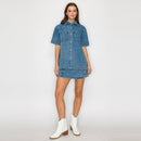 Washed Denim Short Sleeve Shacket