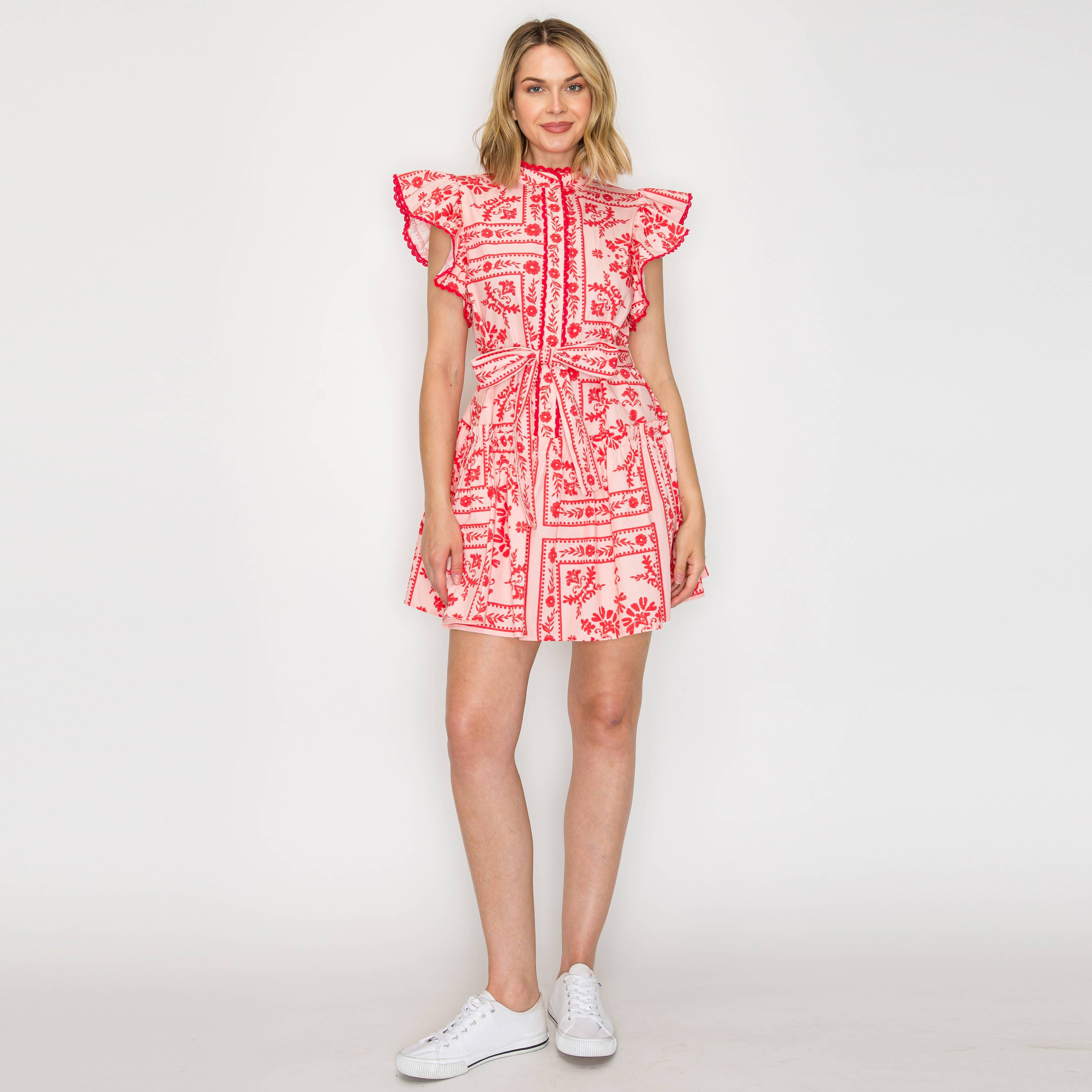 Pink Bandana Print Cotton Mini Dress