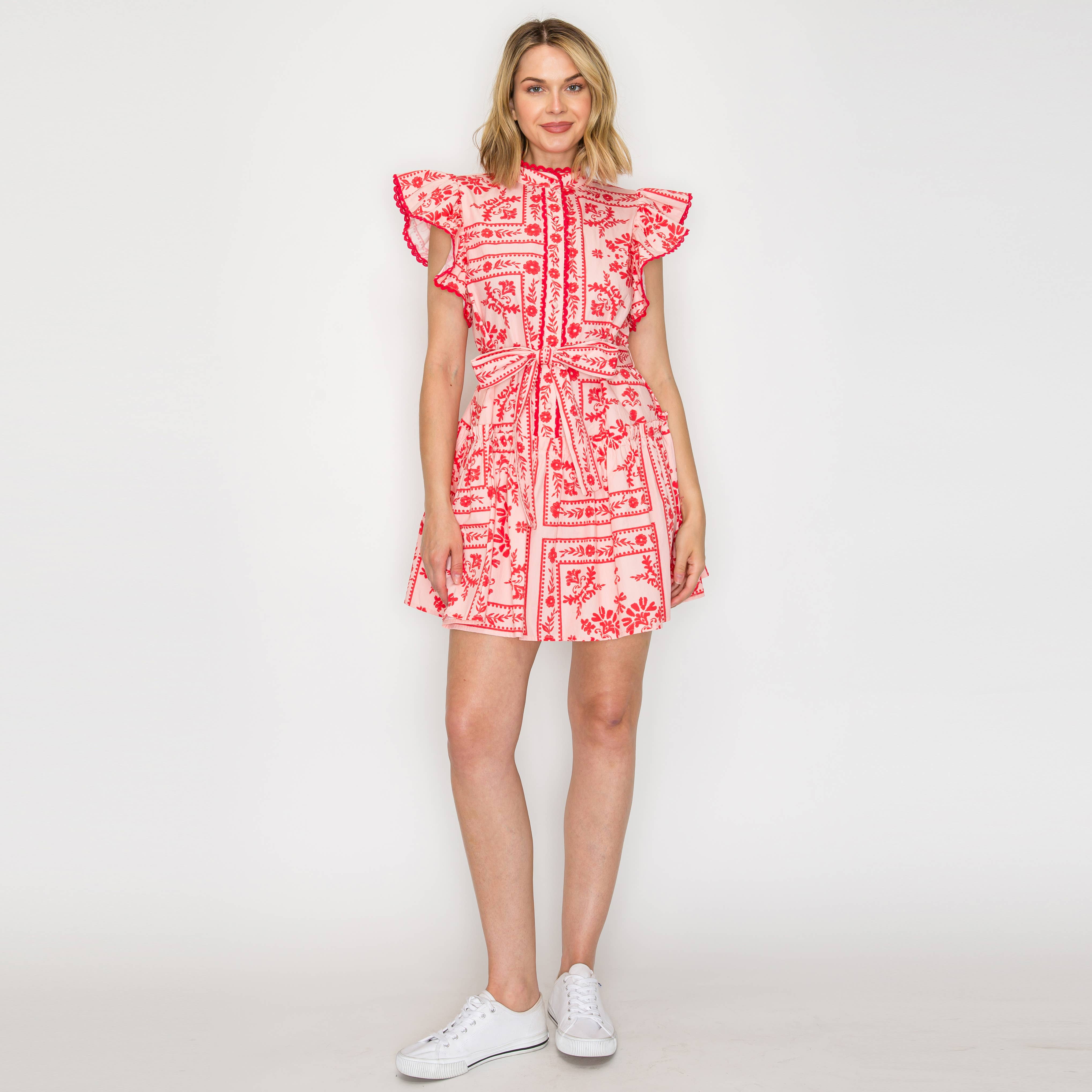 Pink Bandana Print Cotton Mini Dress