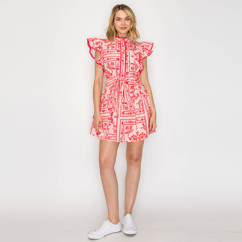 Pink Bandana Print Cotton Mini Dress