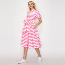 Pretty in Pink Stripe Shirt Midi Dress