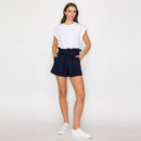 Shopper Bag Shorts with Sash Belt - NAVY - LWTP1314