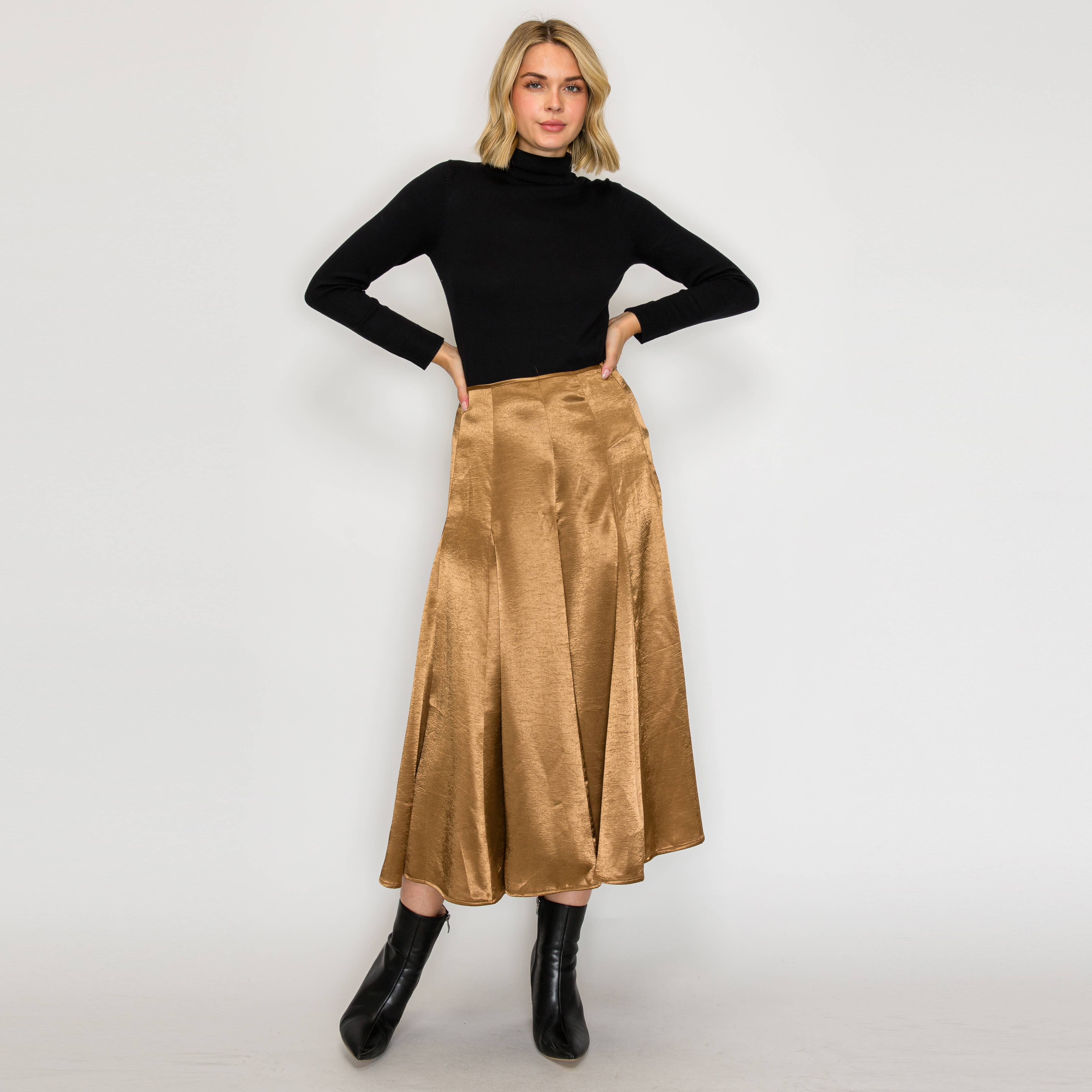 ESSENTIAL Satin Skirt for Every Girl - SEPHIA