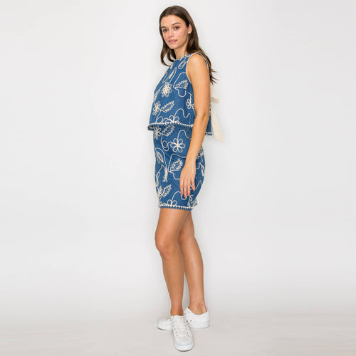 Jacquard Pattern Embroidery Mini Skirt