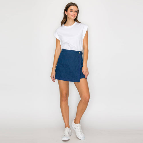 Stretch Denim Skort with RICK RACK Trim