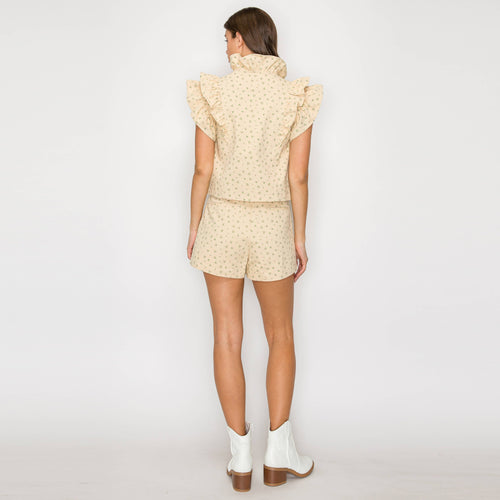 Little Wild Flower Print Ruffle Vest