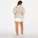 Summer Jacobean Flower Print Top with Bow tie
