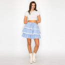 Blue Skies Tiered Stripe Skirt