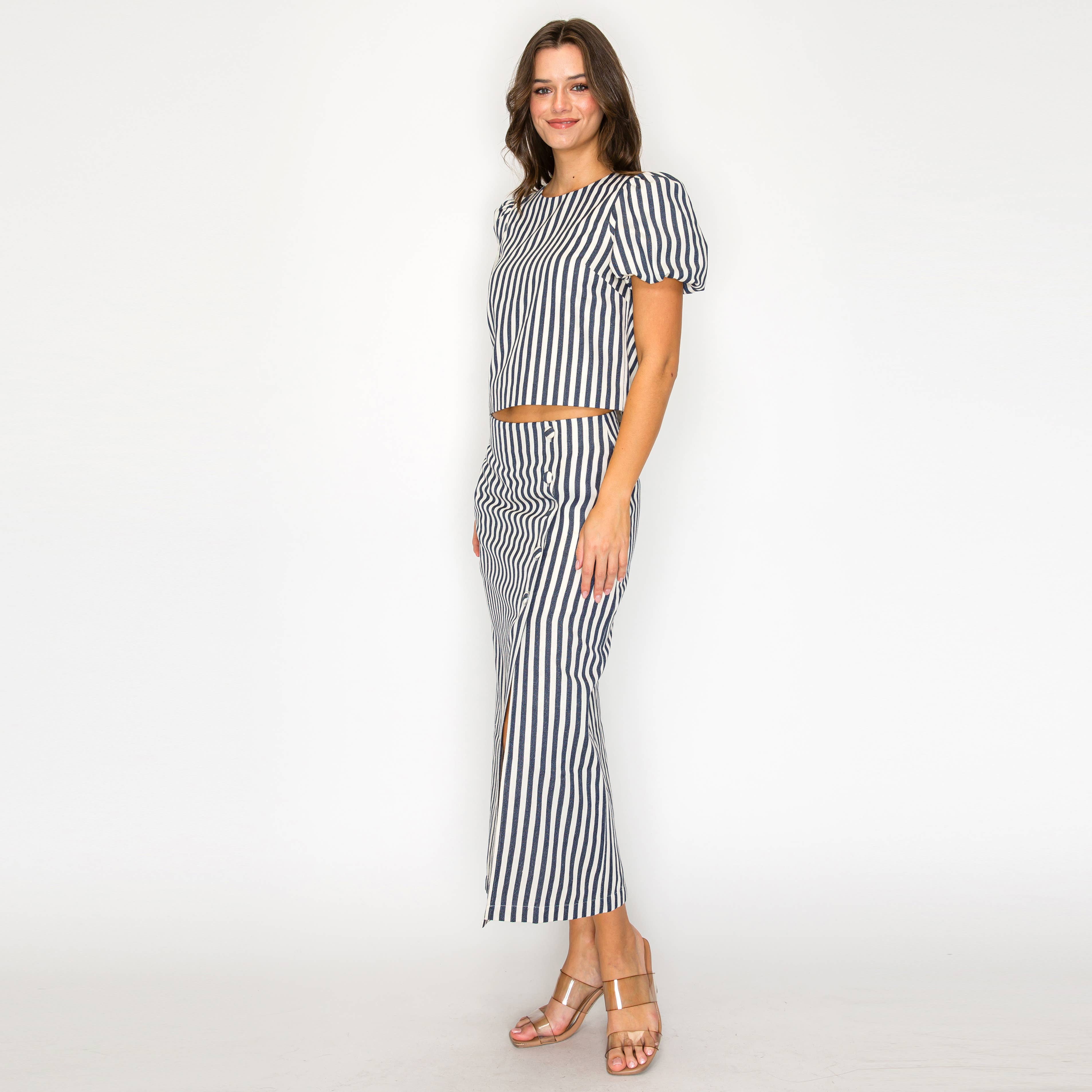 Harbor Stripe Puff Top