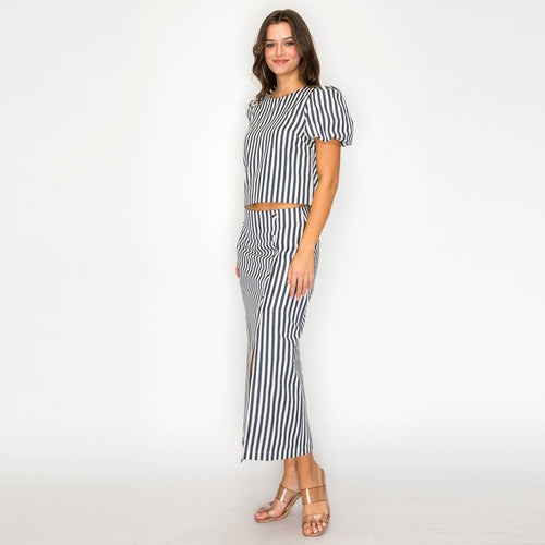 Harbor Stripe Midi Skirt