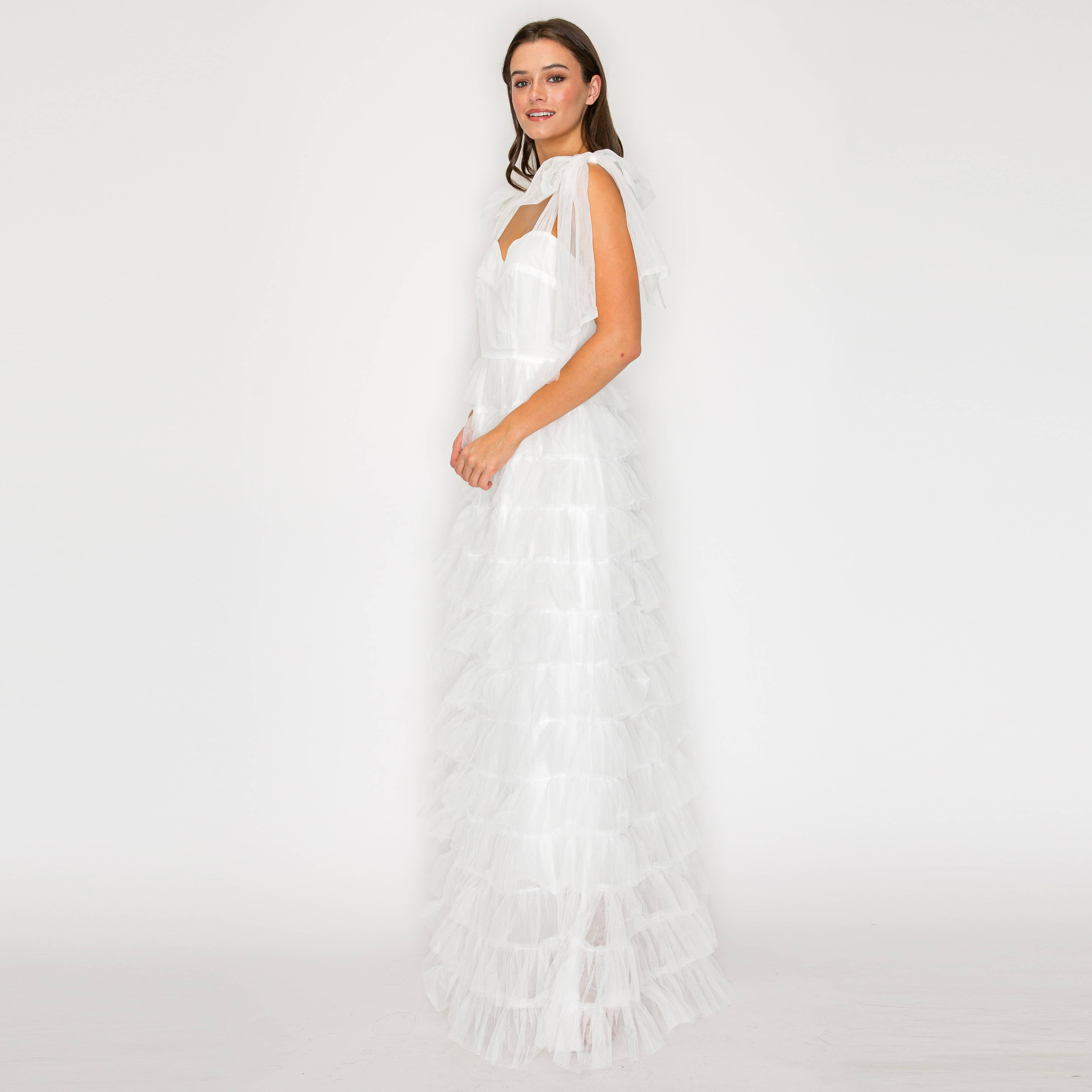 Ethereal Garden Ruffle Mesh Gown