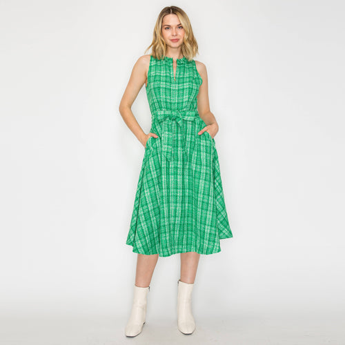 Pretty Green Checker Boucle Mini Dress