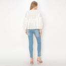 Cotton eyelet voluminous sleeves top
