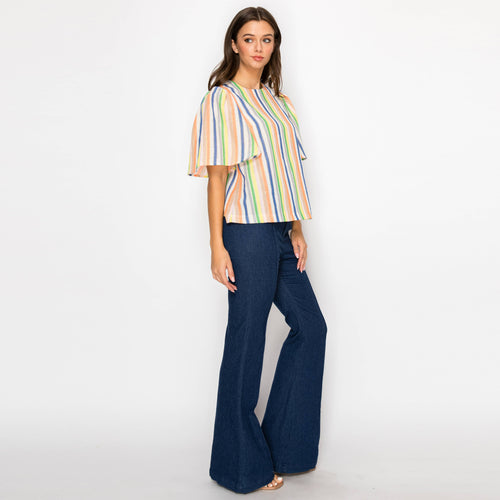 Festival Stripes Flare Sleeves Top