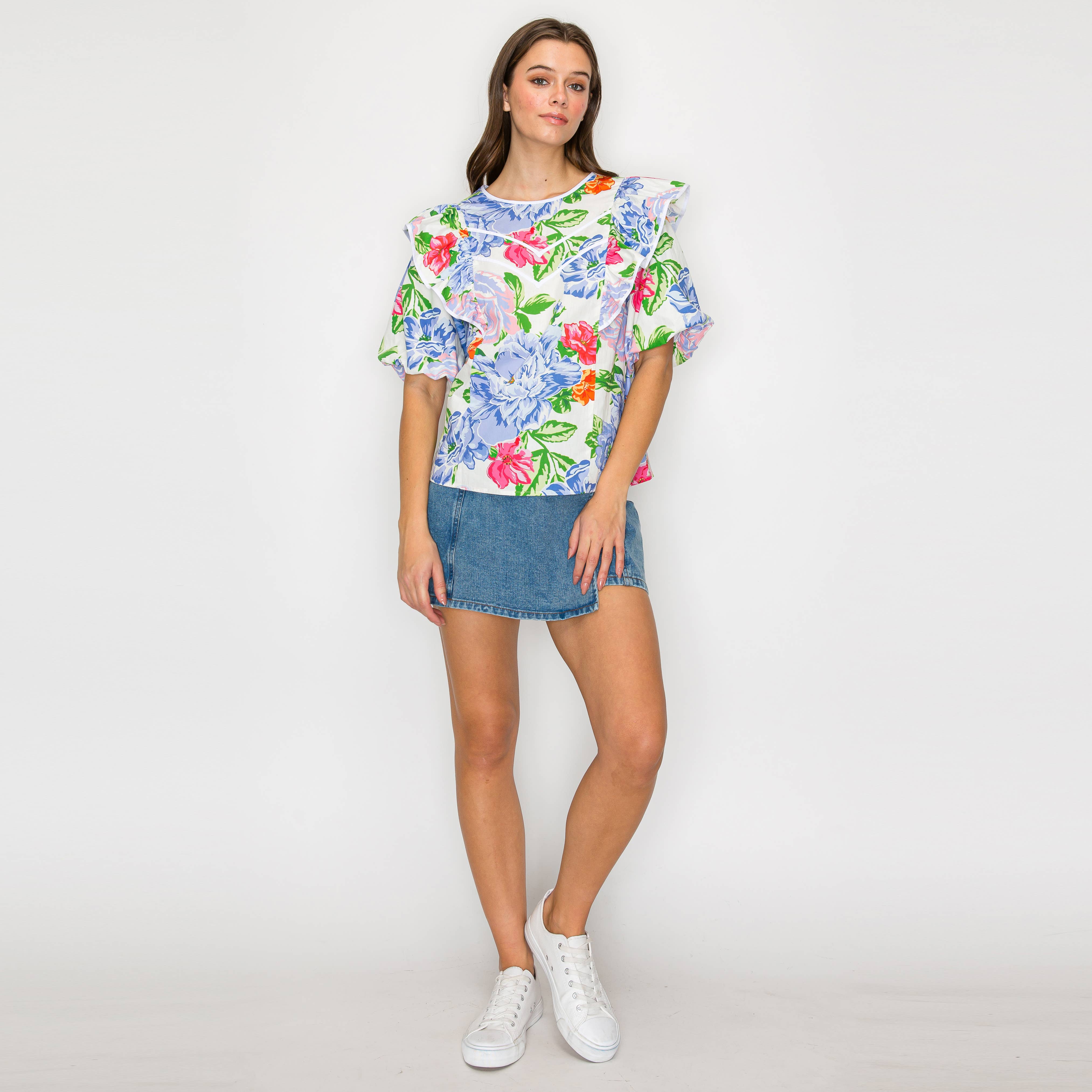 Blooming Flower Print Cotton Top