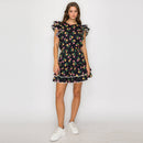 Wild Roses Print in Black Blouse
